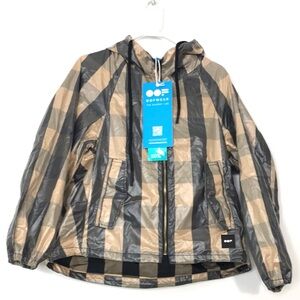 NWT Oofwear Checkered Hooded rain Jacket size 38